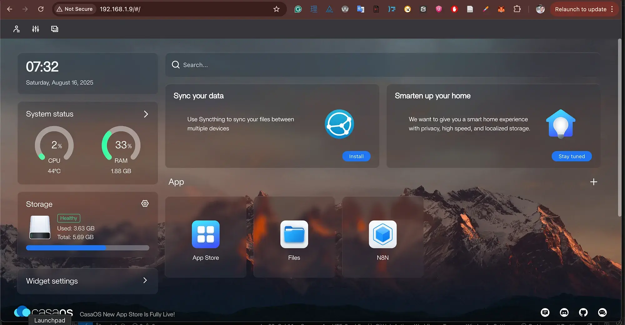 CasaOS Dashboard